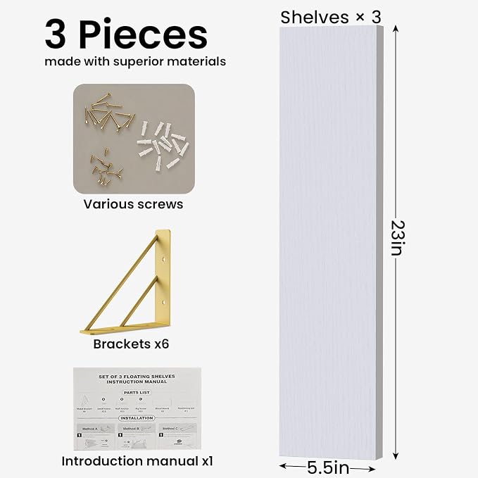BAYKA Wall Shelves for Bedroom Decor, Floating Shelves for Living Room Kitchen - Image 2