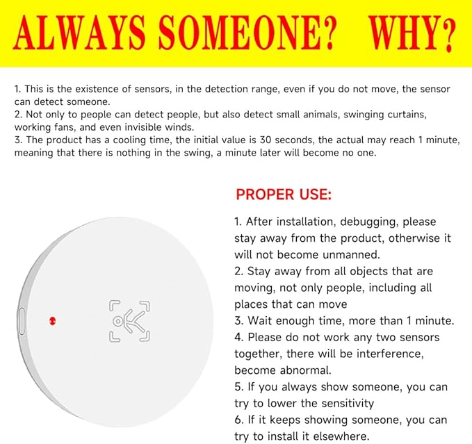 IHSENO Human Presence Sensor, WiFi Wave Radar Real-time Human Motion Detection Sensor, Compatible with TUYA/Smart Life