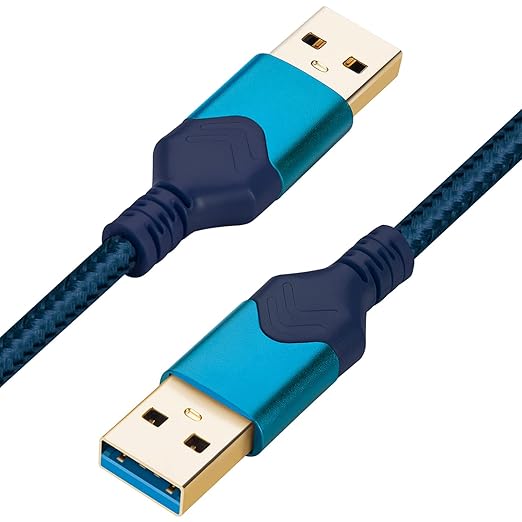 ROFICORD USB 3.0 Male to Male Cable, USB A to USB A High Speed Data Cord Compatible with Hard Disk Drive/Laptop Cooler/Set-top Box/DVD Player/TV/Camera and More (2 FT, Blue)