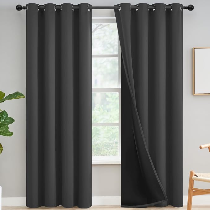 Yakamok Charcoal Grey Blackout Curtains 84 inches Long by Yakamok