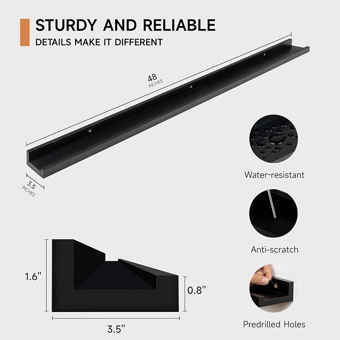 Fun Memories Picture Ledge Shelf, 48 Inch Floating Shelves Set of 2, Large - Image 3
