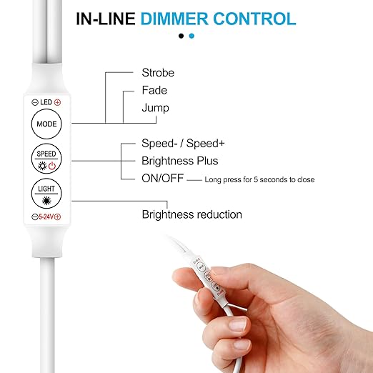 Mini IR Remote Controller for Single Color LED Strip Lights,11-Key Wireless Dimmer with Dynamic Effect Mode, Ideal for 3528/5050/ LED Tape,Dimming for Room, Home, Cabinet, DIY