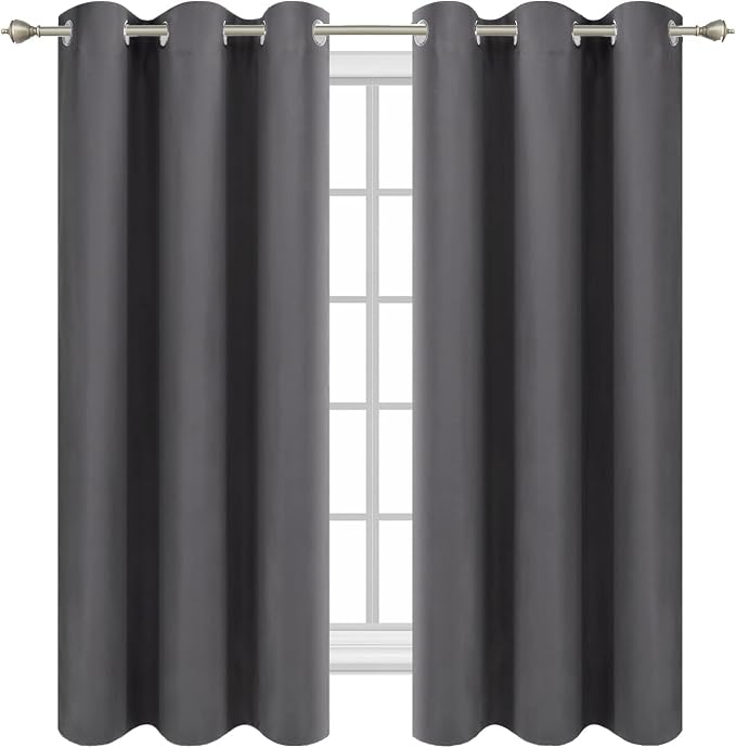 Diraysid Grey Grommet Blackout Curtains - Image 2