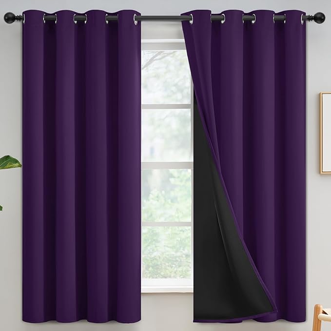 Yakamok Purple Blackout Curtains 63 inches Long by Yakamok