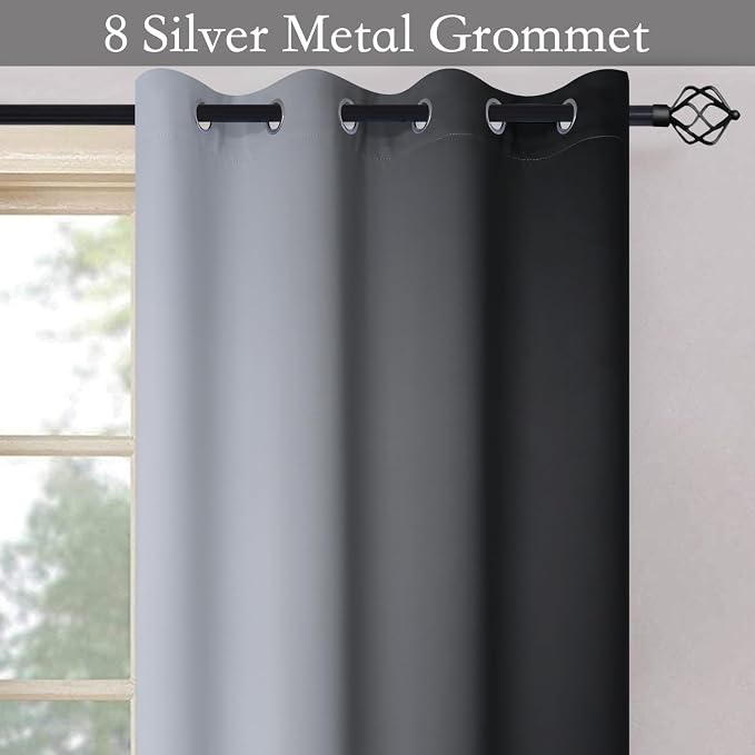 SimpleHome Black to White Ombre Room Darkening Curtains 84 inches, 1 Panel | - Image 4
