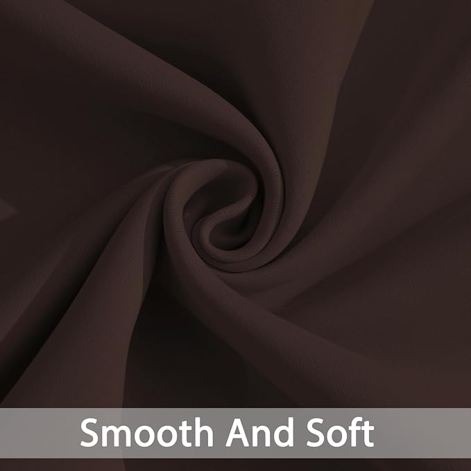 Yakamok Room Darkening Curtains 62x96 inch Long Chocolate Brown-Bedroom | 2 - Image 4