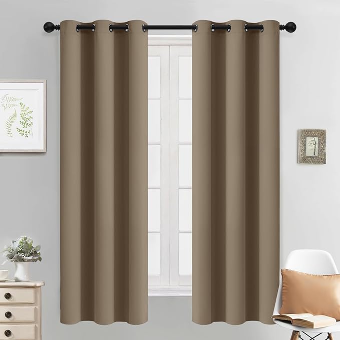 Yakamok Blackout Curtains 38x63 inch Khaki Thermal Drapes-Bedroom | 2 panels by Yakamok