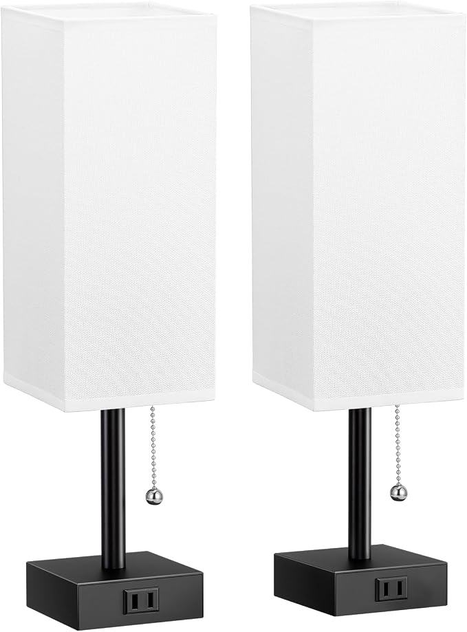 White Bedside Lamps for Bedroom Set of 2 - Image 9