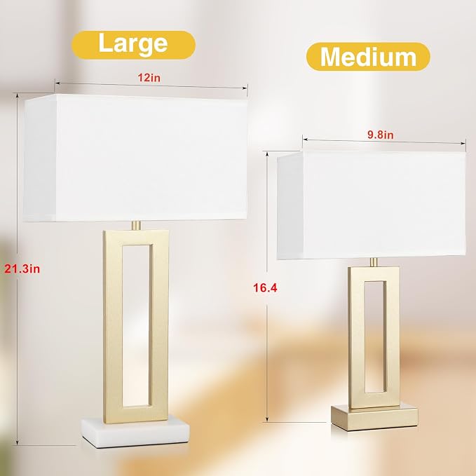 Seealle 22" Tall Bedroom Lamps for Living Room - Image 2