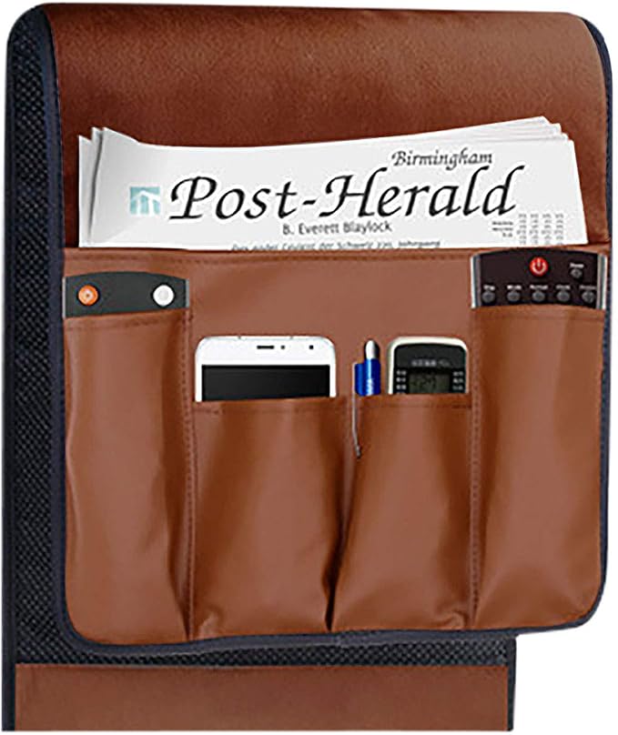 5 Pockets TV Remote Control Holder Couch Sofa Tray Armrest Organiser Oxford - Image 7