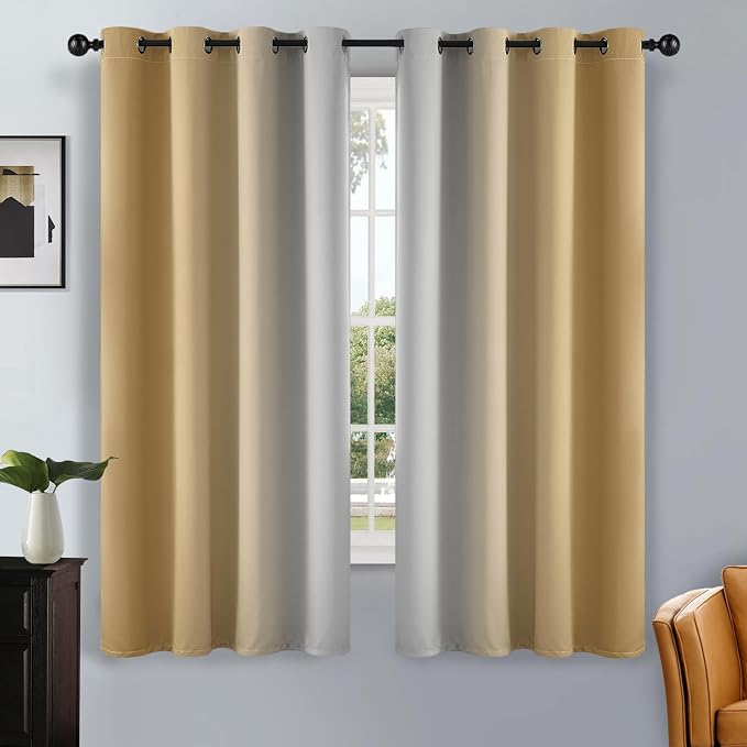 SimpleHome Ombre Beige to Grey White Curtains by SimpleHome