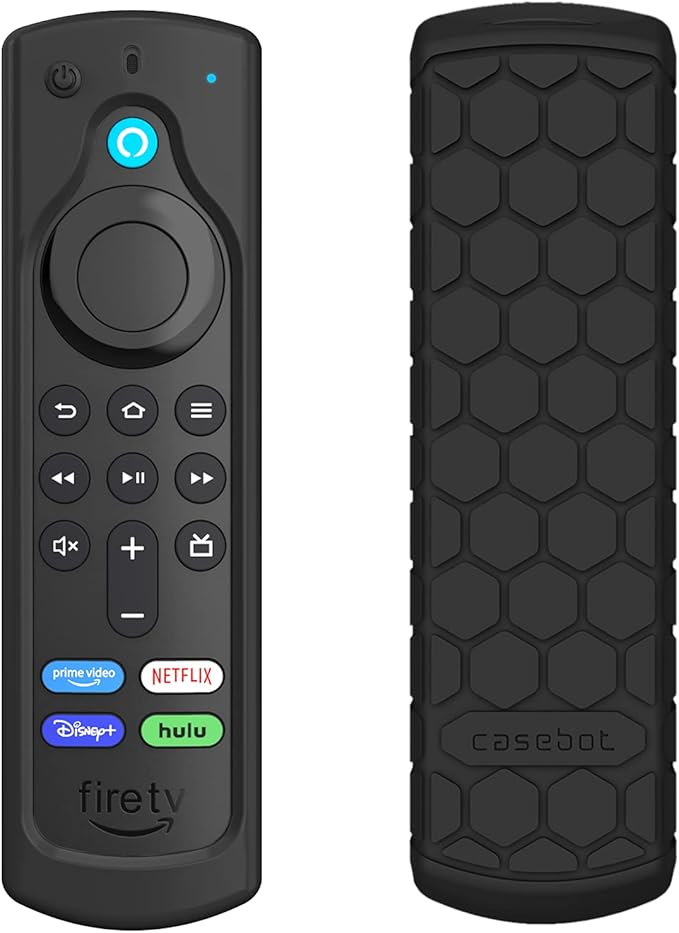 CaseBot Remote Case for Fire TV Stick HD/4K/4K Max (1st Gen)/Fire TV Stick (3rd Gen)/Lite - Anti-Slip Shockproof Silicone Cover for Alexa Voice Remote (2nd & 3rd Generation) (Black)