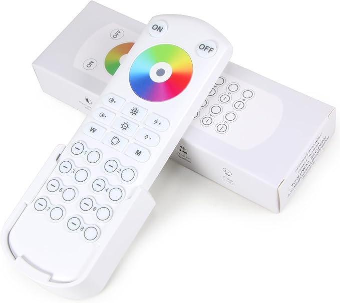 XXK RC05RF RF Remoter, 8-Zone 2.4G Handheld Remote Control Work with RGBCCT RGBW CCT RGB LED Controller (WB5/LM052/LM053), 500ft Wireless Control / 4 Channel Group Control for Home LED Strip Lights