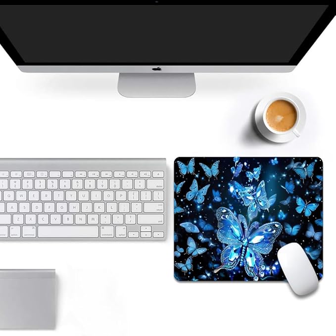 Blue Crystal Square Mouse pad, Texture, Waterproof, Anti Slip Rubber Base, Computer Mouse pad, Laptop Mouse pad