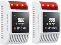 Nicbee 6-in-1 Smoke and Carbon Monoxide Detectors Plug in, Gas Leak Detector with Battery Backup, Adjustable Brightness & Volume Levels, Smoke Alarm with Temp/Humidity for Home, RV, Travel(2-Pack)
