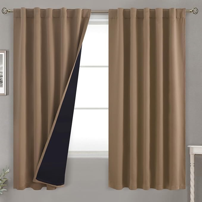 BGment 100% Room Darkening Thermal Insulated Blackout Curtains 63 Inches Long by BGment