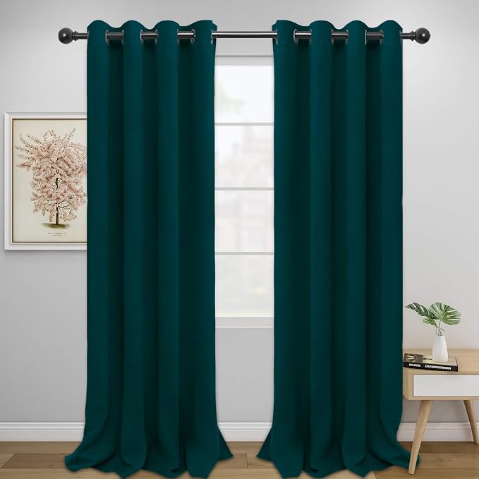 Easy-Going Thermal Grommet Blackout Curtains, 2 Panels 52x108 in, Deep Teal | by Easy-Going