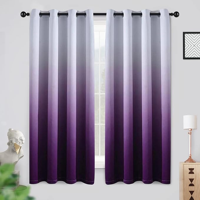 COSVIYA Grommet Ombre Room Darkening Curtains 63 inch Length 2 Panels, Gradient by COSVIYA