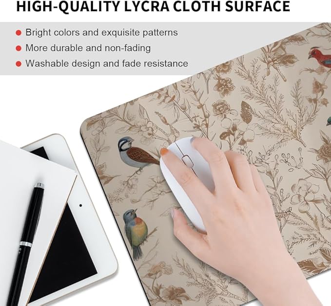 Beige Garden Neutral Floral Square Mouse pad, Texture, Waterproof, Anti Slip Rubber Base, Computer Mouse pad, Laptop Mouse pad
