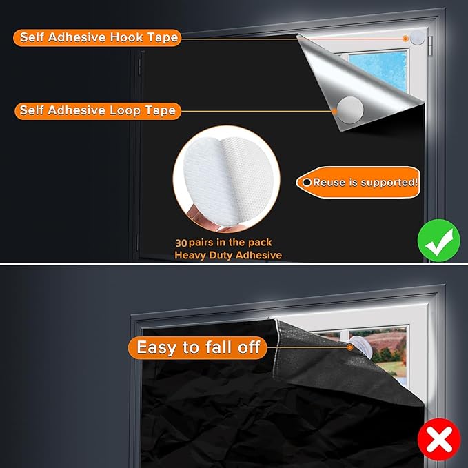Blackout Curtains 100% Blackout Blinds Window Cover Portable Shades 157x57” | - Image 4