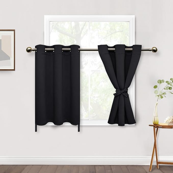 DWCN Black Short Blackout Curtains by DWCN
