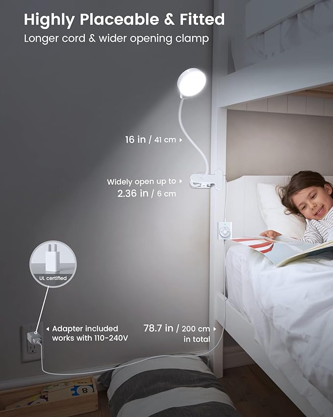 Glocusent 5W Clip on Light, 3 Colors & 5 Brightness Reading Light - Image 6