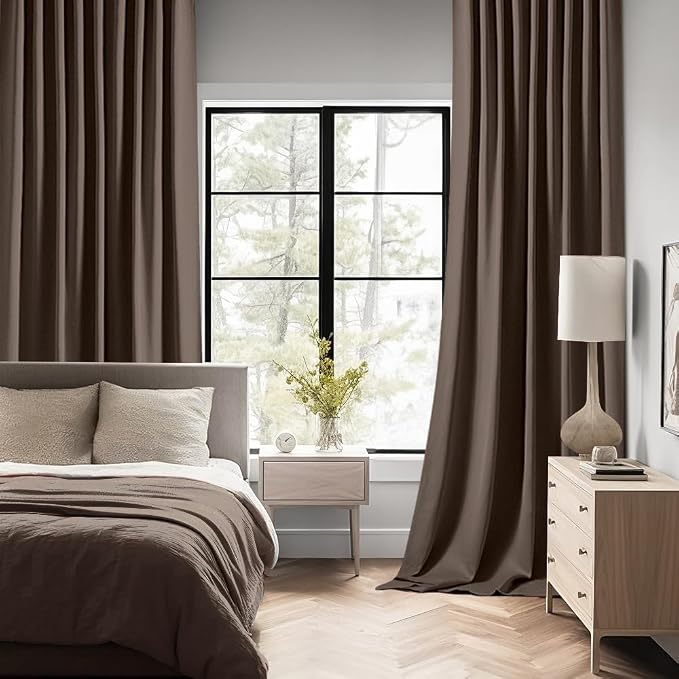 MIULEE Chocolate Brown Back Tab Blackout Curtains 52x90 Inch Long 2 Panels | - Image 2