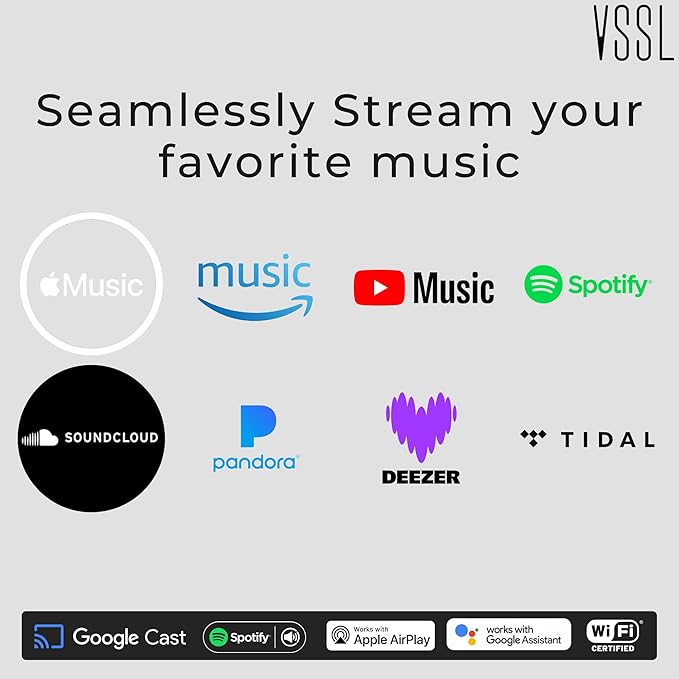 VSSL A.3X 6-Channel, 3 Zone, Audio Streaming Amplifier, Compatible with AirPlay 2, Chromecast, Amazon Alexa, Spotify Connect, Bluetooth| 6 Channel Whole Home Audio Amp | Multiroom Audio Controller