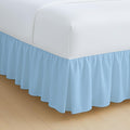 Rajlinen Ruffled Bed Skirt Queen, 16 Inch Drop Dust Ruffle with Split Corners, 100% Microfiber Bedskirt with Platform, Three-Sided Coverage Ruffled Gathering Design, Light Blue