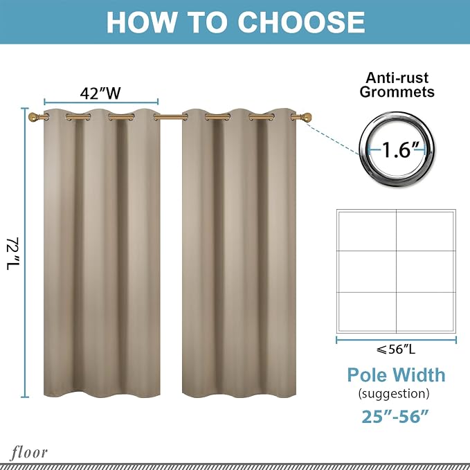 Diraysid Khaki Grommet Blackout Curtains - Image 7