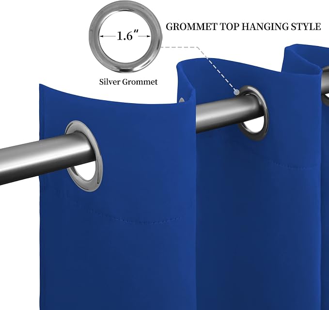 Easy-Going Thermal Grommet Blackout Curtains, 2 Panels 52x84 in | Classic Blue - Image 5