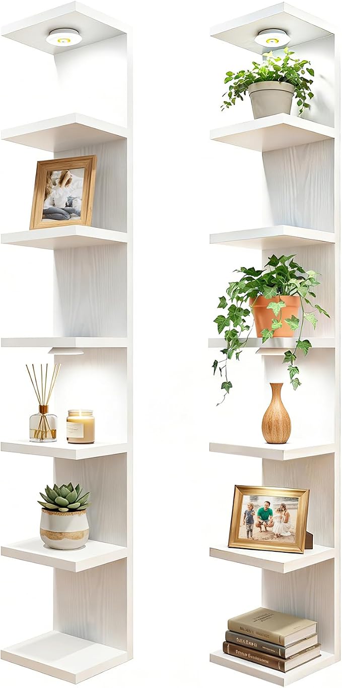 Fixwal 7 Tier Wall Shelf with LED Lights by Fixwal