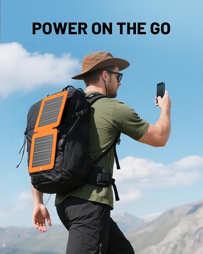 SOLUPUP Solar Panels, 10W Small Solar Charger with 5V USB-A and USB-C Fast Charging IPX5 Waterproof Foldable Portable Solar Panel for Camping, Hiking Compatible with iPhone, iPad, Power Banks