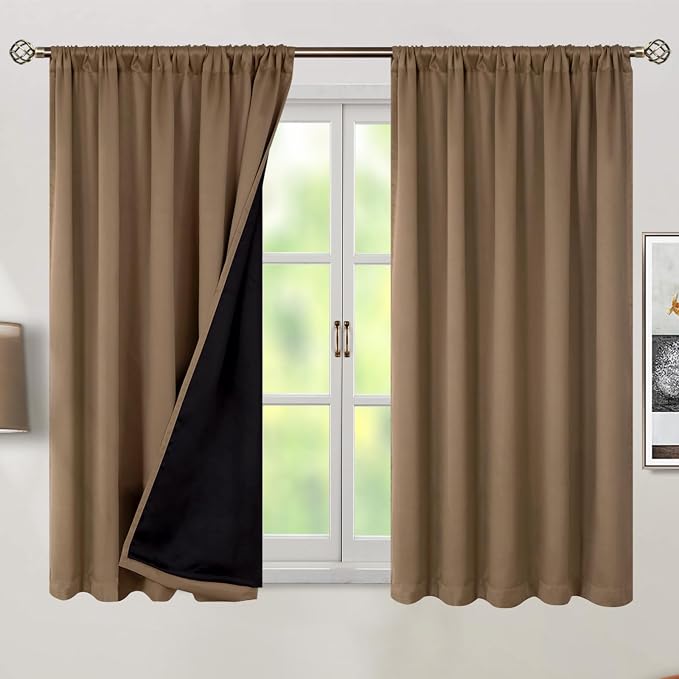BGment 100% Room Darkening Thermal Insulated Blackout Curtains 45 Inches Long - Image 2