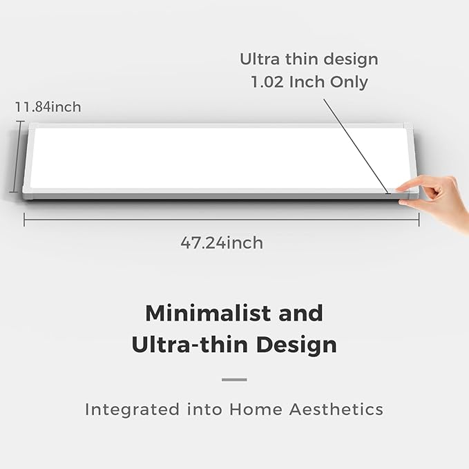 AIKVSXER 24 Pack 1x4 FT LED Flat Panel Light Surface Mount, with Wireless Switch & App Control, Night Mode, 50W 5500LM, 3000K/4000K/6500K, Ultra-Thin LED Light for Office Home,120-277V - White