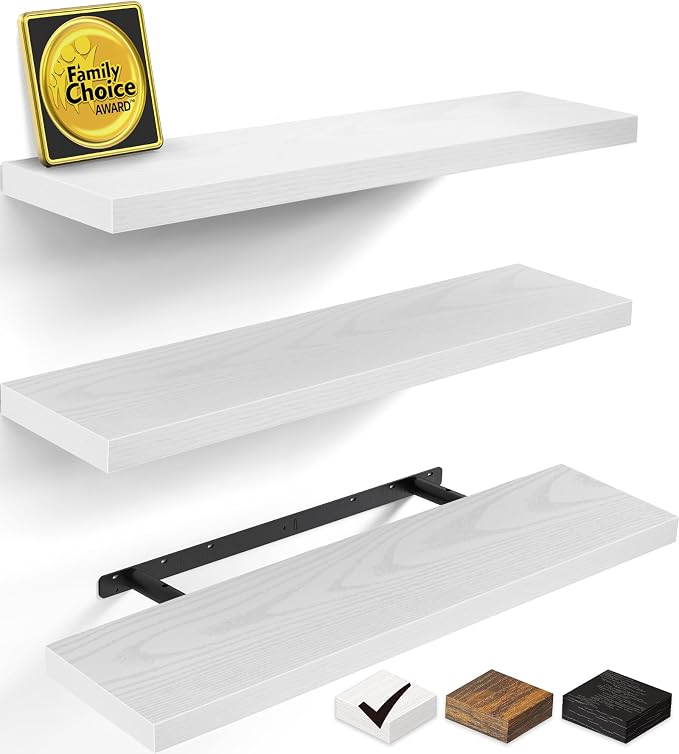 BAYKA White Floating Shelves 35.4in, Wall Mounted by Bayka