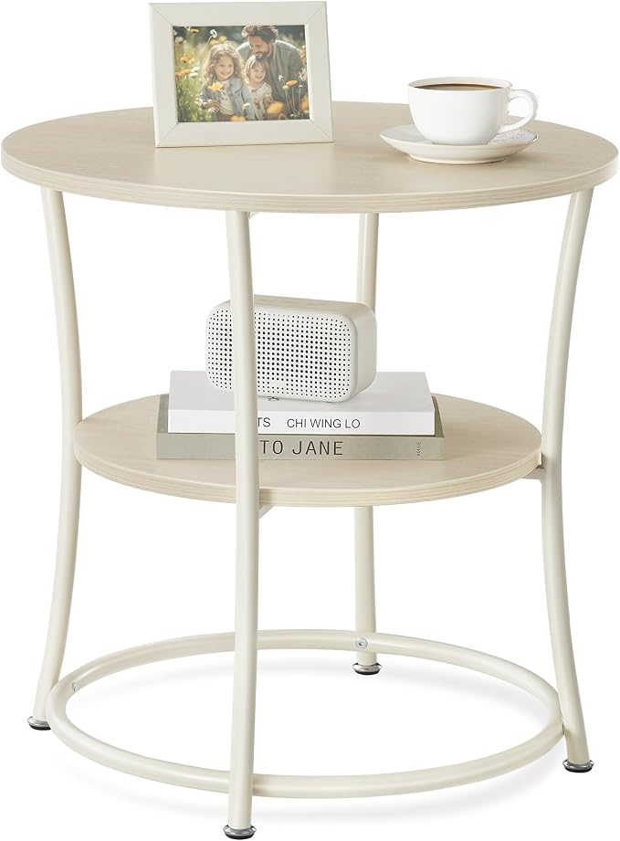 VASAGLE 21.3-Inch Round Side Table, 2-Tier End Table by Unknown