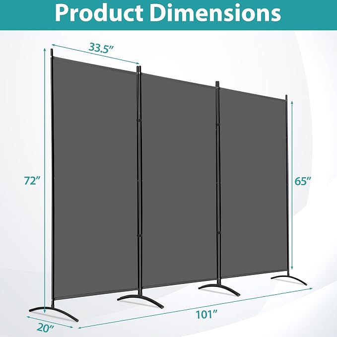 ZENY Room Divider, 3 Panel Folding Privacy Screens, Freestanding Room Divider - Image 6