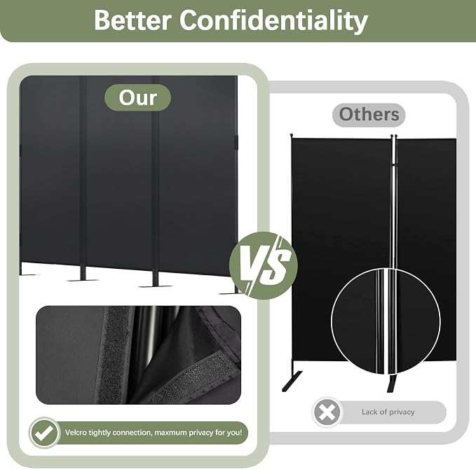 2PCS Room Divider Panel 6ft Privacy Screen - Image 4