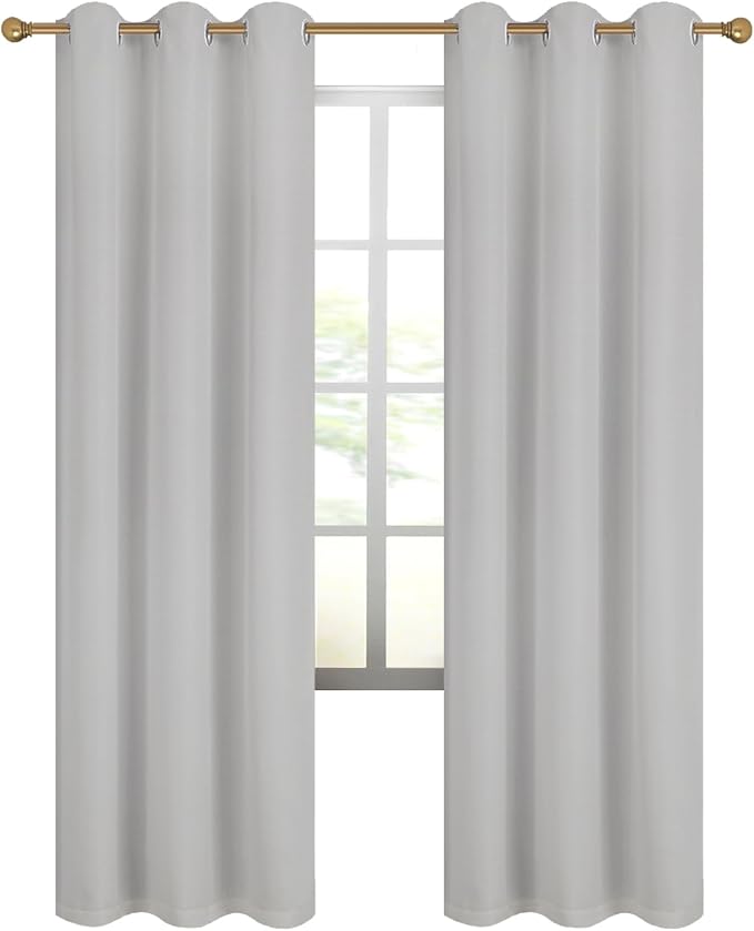 Diraysid 100% Blackout Curtains Light Grey Linen Curtains - Image 7