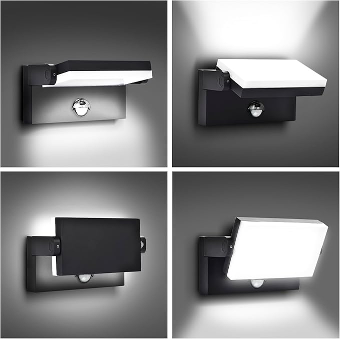 rosykite Motion Sensor Outdoor Wall Pack Lights,40W Acrylic LED Porch Lights 360 °Rotation,Waterproof 5000K/4000K/6000K Exterior Flood Wall Sconce Light for Garage