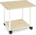 MARTY 22"x15.75" Large Under Desk Printer Stand with Storage Shelf 2-Tier Rolling Printer Cart with Wheels Printer Table for Home Office Heavy Duty Storage Rack for Scanner Fax Machine, Maple