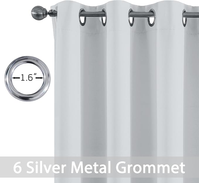 Yakamok Blackout Curtains 38x84 inch Greyish White Thermal Drapes-Bedroom | 1 - Image 3