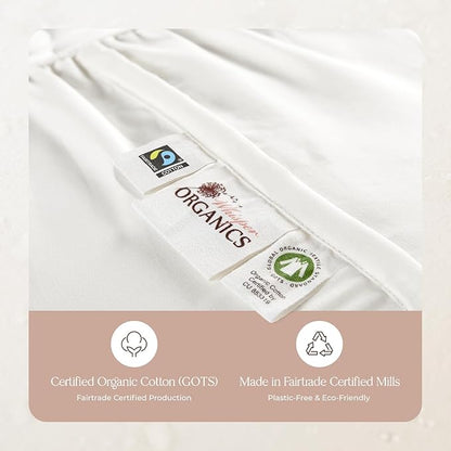 100% Cotton Organic Mattress Pad - Breathable & Cooling Mattress Protector Twin XL Size - Premium 300GSM Quilted and Noiseless Machine Washable Organic Mattress Protector (White, Twin XL)