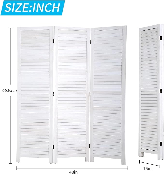 BLKMTY Room Divider 3 Panel Privacy Screen Folding Screen 5.6ft Tall Wood - Image 7