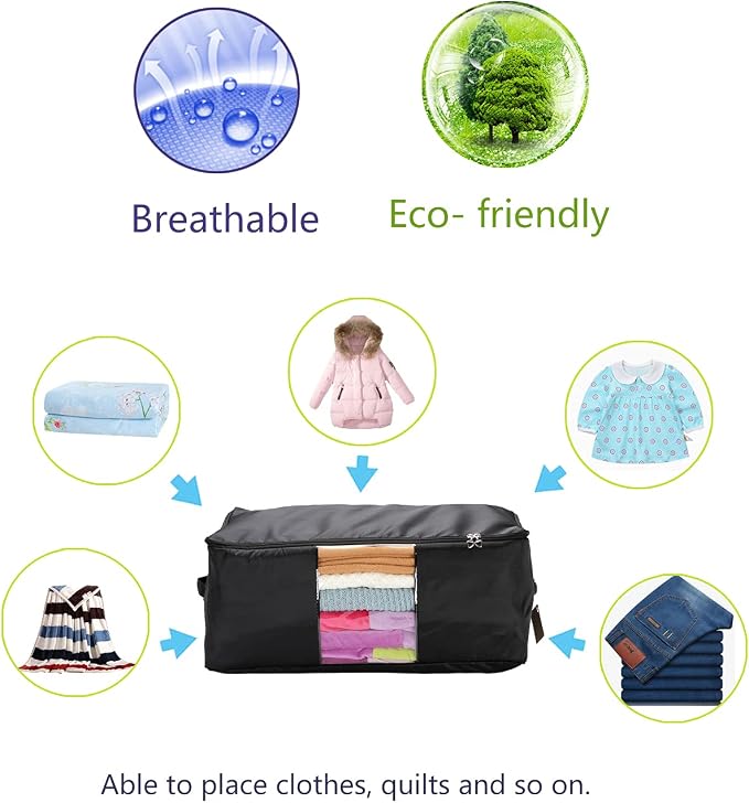 Comforter Storage Bags Pack of 2, Pillow Beddings/Blanket Clothes Organizer - Image 4