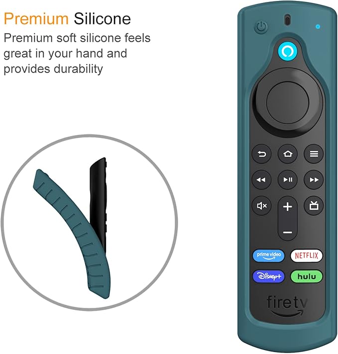 CaseBot Remote Case for Fire TV Stick HD/4K/4K Max (1st Gen)/Fire TV Stick (3rd Gen)/Lite - Anti-Slip Shockproof Silicone Cover for Alexa Voice Remote (2nd & 3rd Generation) (Dark Cyan)