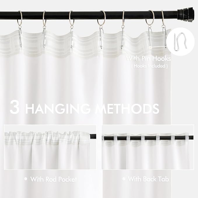 MIULEE Pure White Back Tab Blackout Curtains 52x84 Inch Length 2 Panels Set | - Image 3