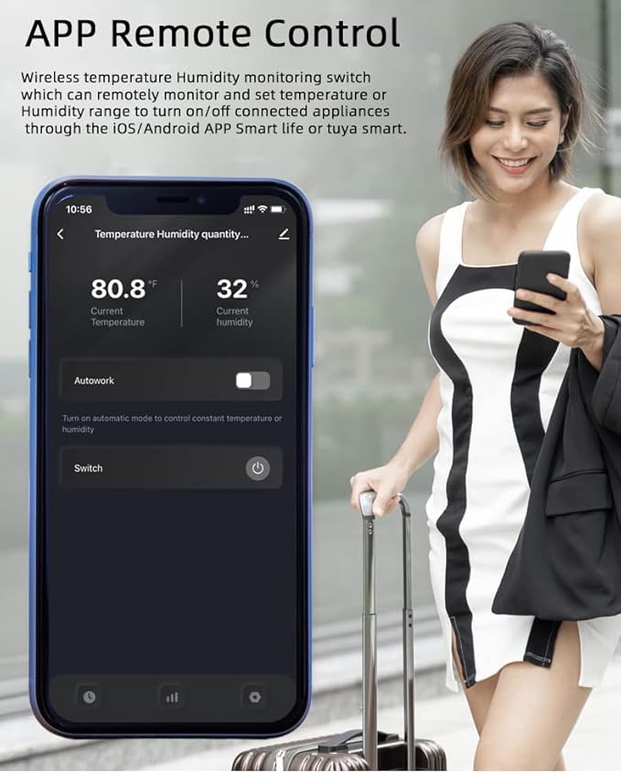MHCOZY WiFi Wireless Temperature Controller,Include Temperature Probe Sensor ,Tuya app Remote 16A Smart Switch with Energy Consumption Monitoring,Work with Alexa Google (Temperature and Humidity)