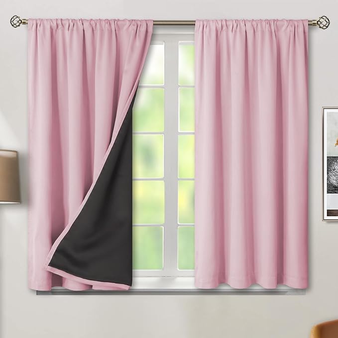 BGment Pink Blackout Curtains for Girls Room 45 Inch Length 2 Panels | Kids by BGment